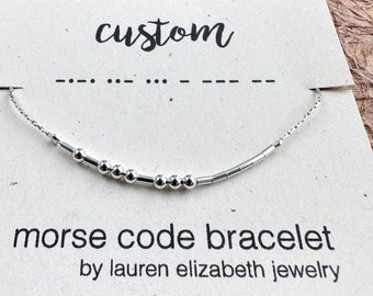 Custom Morse Code Bracelet for Women - Personalized Bracelet - Name Bracelet - Date Bracelet - Sterling Silver Jewelry