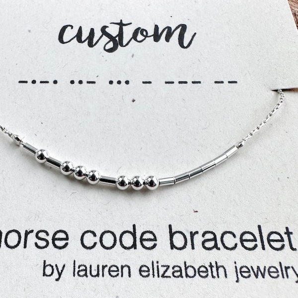 Custom Morse Code Bracelet for Women - Personalized Bracelet - Name Bracelet - Date Bracelet - Sterling Silver Jewelry