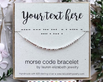 Custom Sterling Silver Morse Code Bracelet - Personalized Hidden Message Bracelet - Dainty Customized Friendship Inspirational Gift