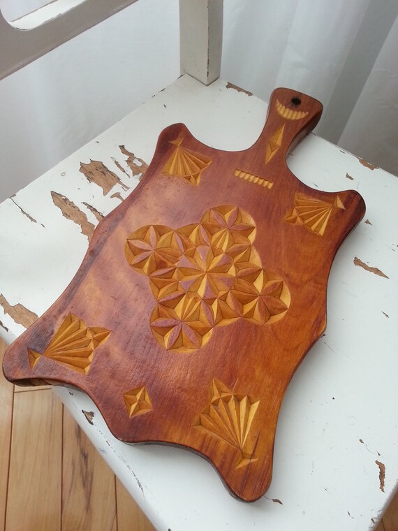 Vintage Decorative Cutting Board Hand Carved Serving Board Etsy