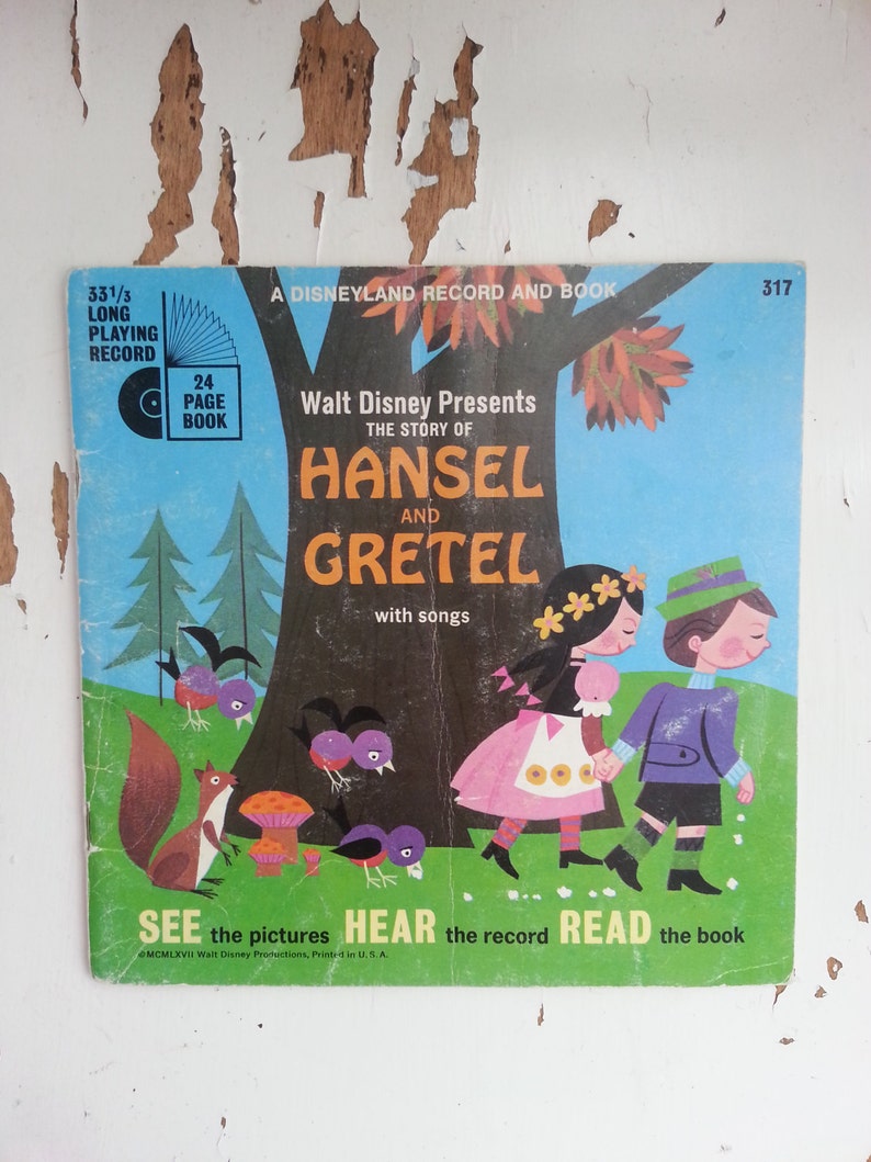 Walt Disney Hansel and Gretel book with record vintage 33