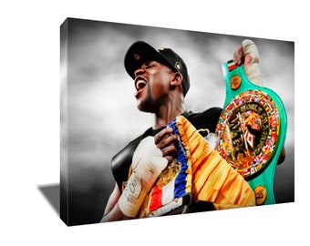 FREE SHIPPING Undefeated Boxing Champion Floyd Mayweather Poster Photo Painting Artwork on Canvas Wall Art