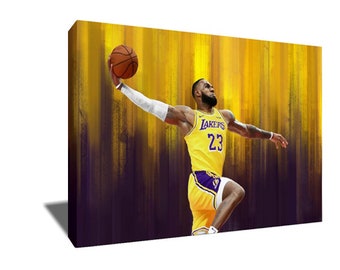 FREE SHIPPING King of LA Lebron James Poster Photo Painting Artwork on Canvas Wall Art