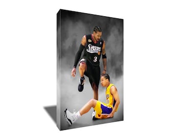 FREE SHIPPING Allen Iverson Step Over Lue Photo Painting Poster Artwork on Canvas Wall Art