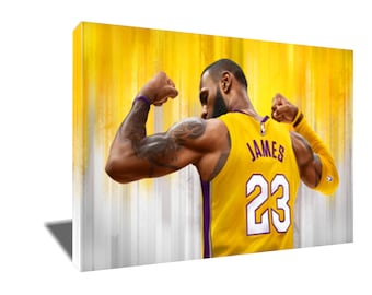 FREE SHIPPING New King of LA Lebron James Photo Painting Poster Artwork on Canvas Wall Art Print