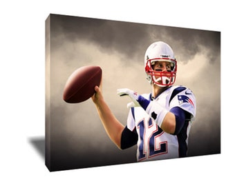 FREE SHIPPING Tom Brady Poster Photo Painting Artwork on Canvas Wall Art
