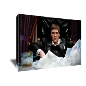 FREE SHIPPING Scarface Tony Montana Photo Painting Poster Artwork on Canvas Wall Art Print