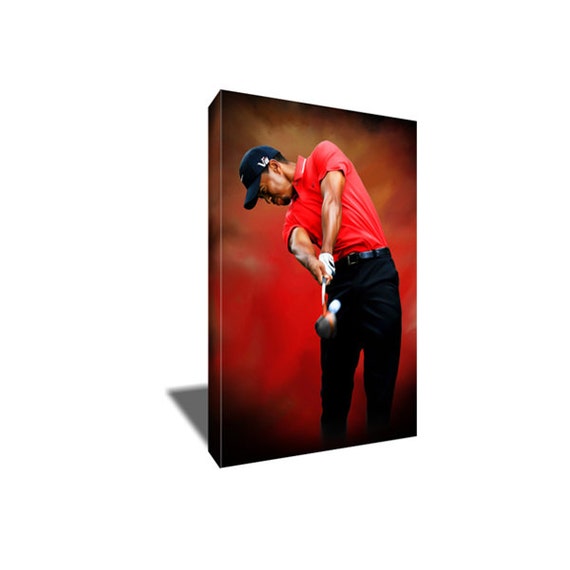 Free Shipping Tiger Woods Golf Swing Portrait Canvas Art