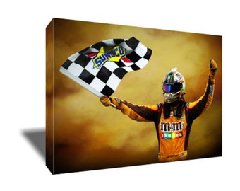 FREE SHIPPING Nascar Driver Kyle Busch Victory Canvas Art
