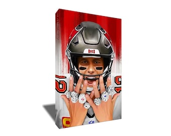 FREE SHIPPING Tom Brady 7x Super Bowl Champ Goat Photo Painting Poster Artwork on Canvas Art