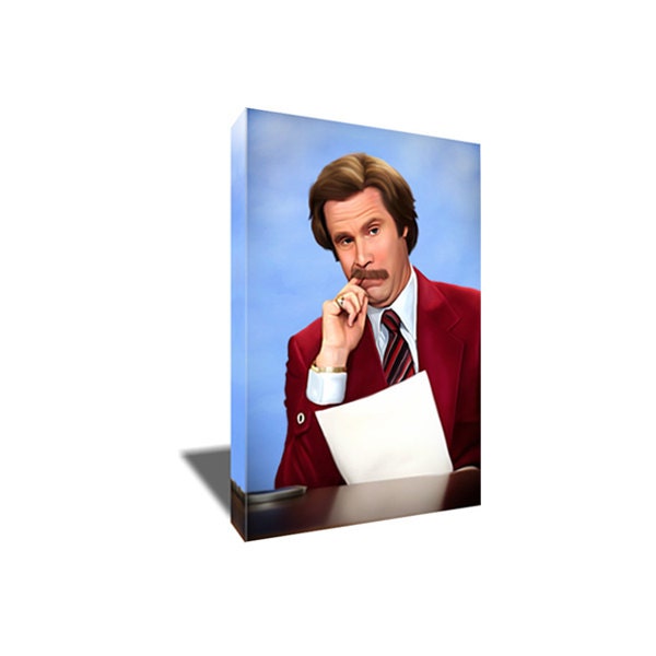 FREE SHIPPING Anchorman Ron Burgundy Photo Painting Poster Artwork on Canvas Wall Art Print