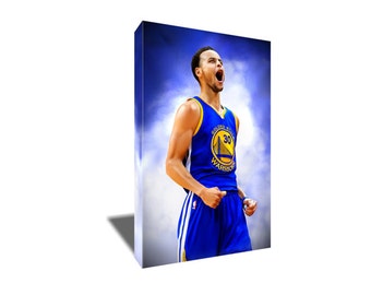 FREE SHIPPING Unanimous MVP Steph Curry Photo Painting Poster Artwork on Canvas Wall Art