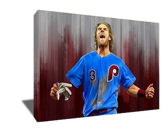 FREE SHIPPING Phillies Bryce Harper Photo Painting Poster Artwork on Canvas Art