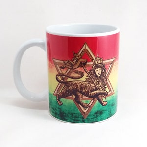 Mug - Star of David and Lion of Judah on Rasta Flag