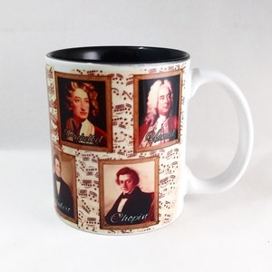 Mug - Composers - Classical -Bach/Haydn/Mozart/Pachelbel/Handel/Vivaldi/Beethoven/Schubert/Chopin