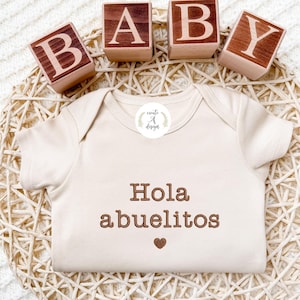 Embroidered Hola Abuelitos Onesie® Grandparents Gift pregnancy announcement to Grandparents Baby Pregnancy Reveal Spanish Grandma Grandpa