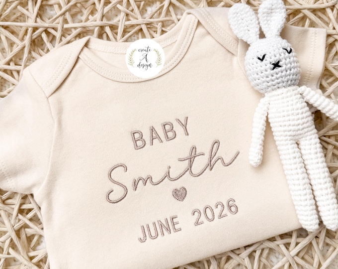 Personalized Baby Embroidered Custom Onesie®, pregnancy announcement, pregnancy gift, baby Personalized Custom Onesie®, Baby Coming Soon