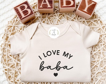 Embroidered I love my Baba Onesie® New Grandparent Gift pregnancy announcement to Grandpa Baby Pregnancy Reveal, I love my Grandpa