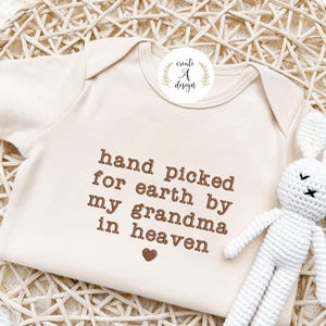 Embroidered Handpicked by My Grandma In Heaven Onesie®, Custom Grandma Onesie®, Pregnancy Announcement,