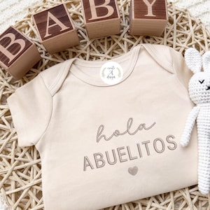 Embroidered Hola Abuelitos Onesie® New Grandparents Gift pregnancy announcement to Grandparents Baby Pregnancy Reveal Spanish Abuelitos