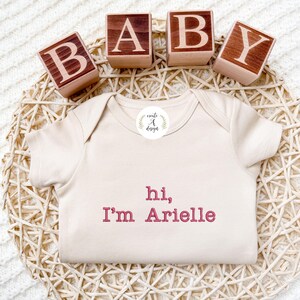 Embroidered Baby Name Custom Onesie®, Custom Baby Announcement Name, Hospital Outfit, pregnancy gift, baby Personalized Baby gift,