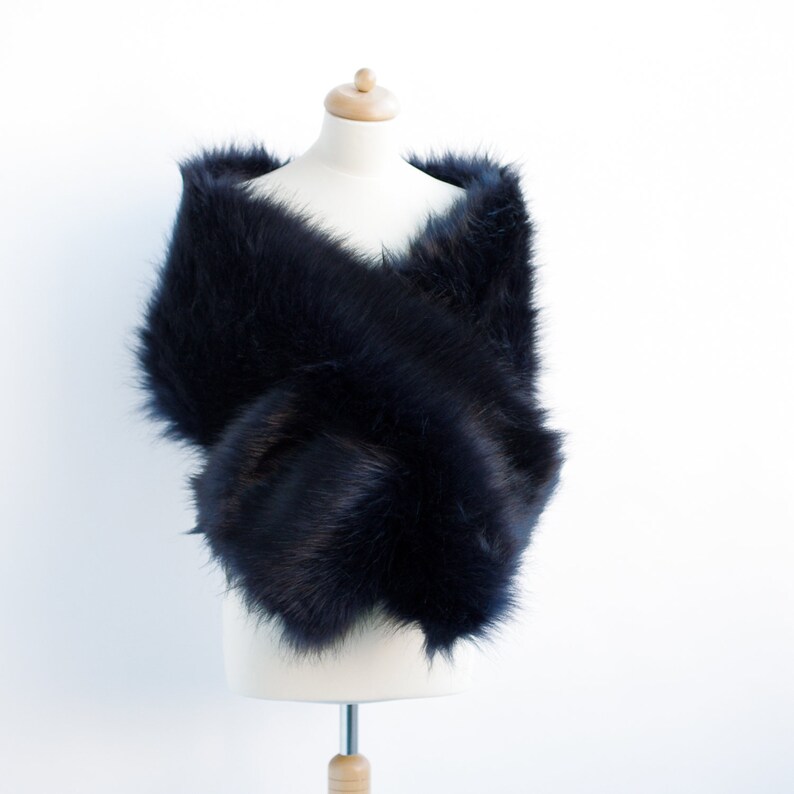 navy fur shawl