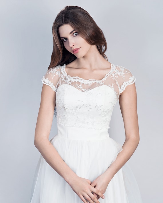 Bridal Short Sleeve Lace Bolero Bridal Lace Jacket Wedding Etsy