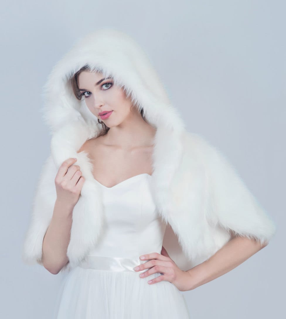 Winter bridal jacket Bridal Faux Fur Jacket Hooded Wedding Etsy