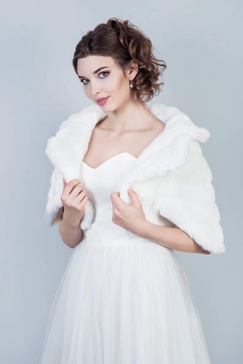 white fur jacket wedding