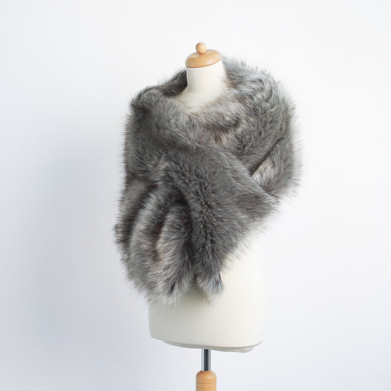 gray faux fur wrap