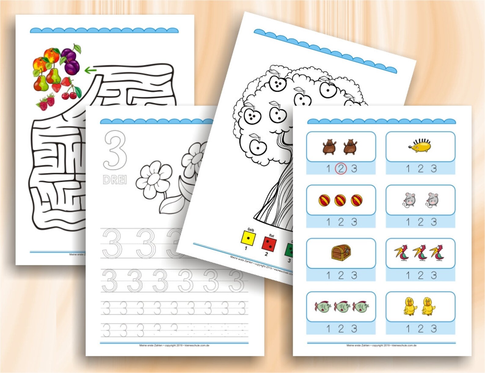 Meine ersten Zahlen - Malvorlagen und Übungsblätter für Kindergarten
