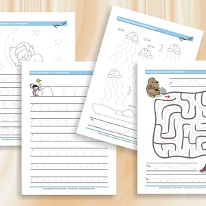 Schwungübungen und Schreibspiele für Kinder ab 5 Jahren Spielerische Vorübungen zum Schreiben 50 ausdruckbare Arbeitsblätter A4, als PDF image 4