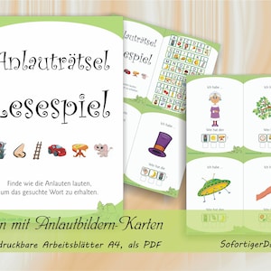 Lernkarten - Lesen mit Anlautbildern-Karten | 27 ausdruckbare Seiten A4 - 100 Kärtchen zum Erstschreiben und Lesenlernen als PDF