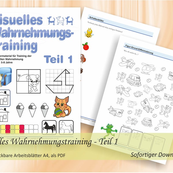 Visuelles Wahrnehmungstraining - Teil 1 | Übungen zur Verbesserung der visuellen Wahrnehmung | 46 ausdruckbare Arbeitsblätter A4, als PDF