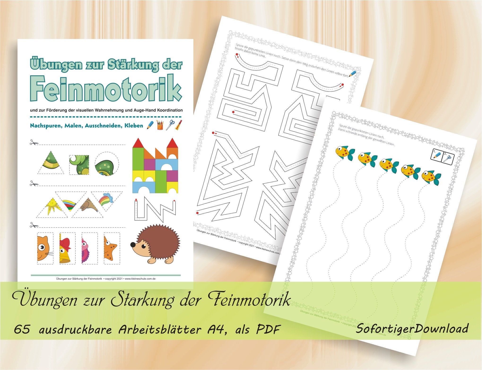 Übungen zur Stärkung der Feinmotorik Nachspuren, Malen, Ausschneiden