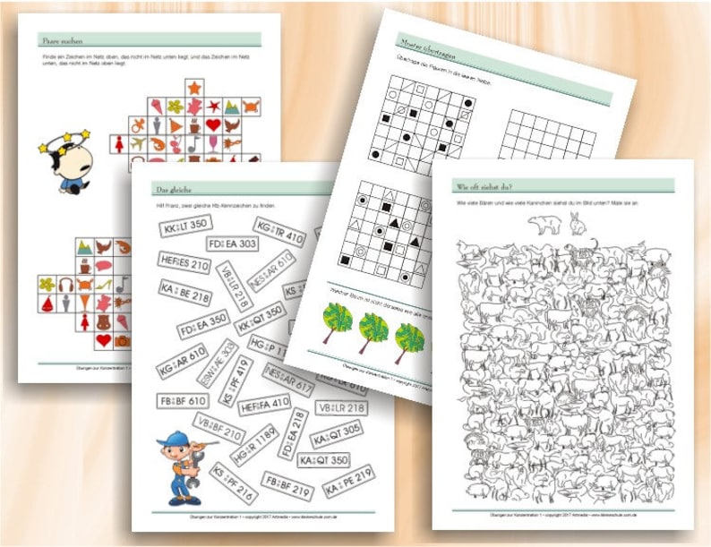 Übungen zur Konzentration Teil 1 Spielerische Förderung von Konzentration und Wahrnehmung 43 ausdruckbare Arbeitsblätter A4, als PDF Bild 4