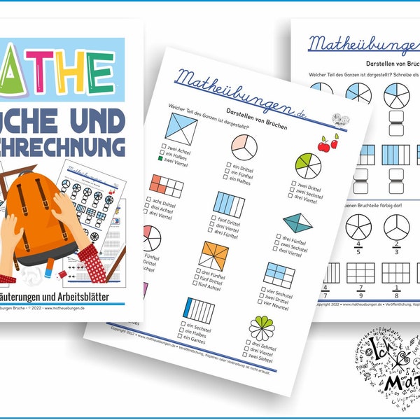 Mathe-Arbeitsblätter "Brüche und Brüchrechnung" als PDF zum Ausdrucken