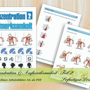 Konzentration & Aufmerksamkeit - Teil 2 | Spielerische Förderung von Konzentration und Aufmerksamkeit | 59 ausdruckbare Arbeitsblätter A4