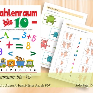 Zahlen bis 10 erkennen, schreiben, zuordnen - Kopiervorlagen mit Lösungen | 45 ausdruckbare Arbeitsblätter A4, als PDF