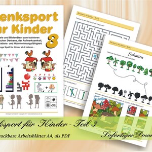 Denksport für Kinder - Teil 3 | Übungen zur Verbesserung des logischen Denkens | 44 ausdruckbare Arbeitsblätter A4, als PDF