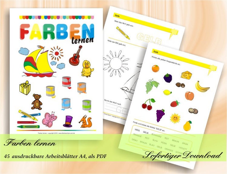 Farben lernen - die ersten Übungen zu Farben - Vorschule und