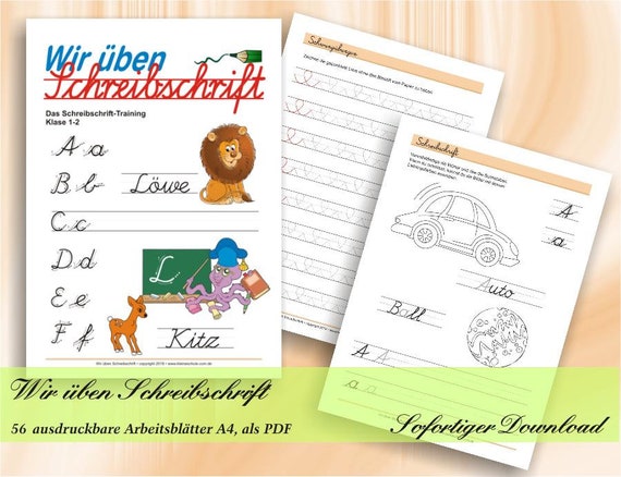 Ubungsblatter Zum Schreiben In Schreibschrift Fur 1 2 Klasse Etsy