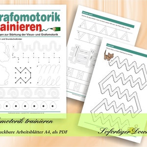 Grafomotorik trainieren Übungen zur Stärkung der Visuo und Grafomotorik 65 ausdruckbare Arbeitsblätter A4, als PDF Bild 1