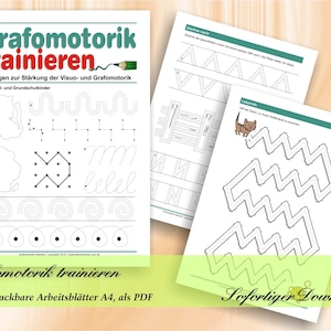 Grafomotorik trainieren Übungen zur Stärkung der Visuo und Grafomotorik 65 ausdruckbare Arbeitsblätter A4, als PDF Bild 1