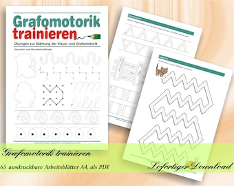 Grafomotorik trainieren | Übungen zur Stärkung der Visuo- und Grafomotorik | 65 ausdruckbare Arbeitsblätter A4, als PDF