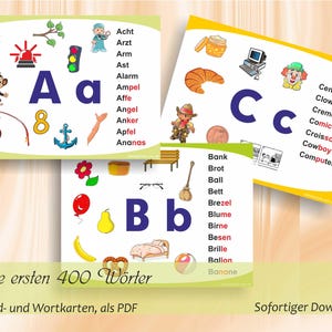 Meine ersten 400 Wörter - Bild- und Wortkarten zum Erstlesen und Leseverständnis  | 21 ausdruckbare Seiten A4 / 42 Wortkarten, als PDF