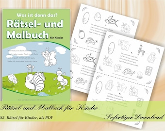Rätsel- und Malbuch für Kinder - 84 Rätsel für Kinder | 40 Seiten mit Lösungen A4, als PDF