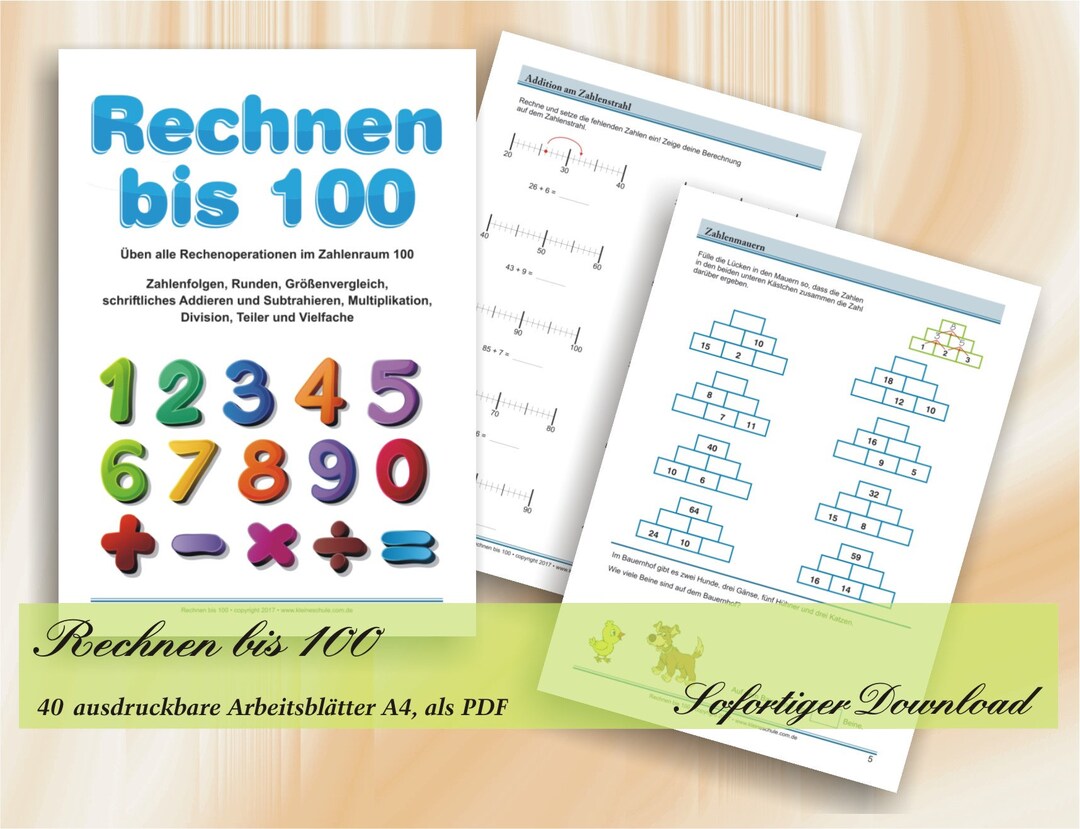 Rechnen bis 100 - Übungen zum Ergänzen bis 100 - Kopiervorlagen mit