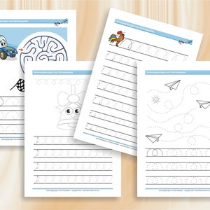 Schwungübungen und Schreibspiele für Kinder ab 5 Jahren Spielerische Vorübungen zum Schreiben 50 ausdruckbare Arbeitsblätter A4, als PDF image 6