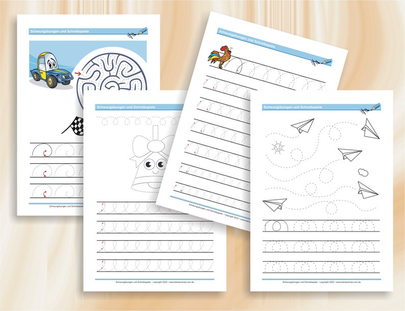 Schwungübungen und Schreibspiele für Kinder ab 5 Jahren Spielerische Vorübungen zum Schreiben 50 ausdruckbare Arbeitsblätter A4, als PDF image 6